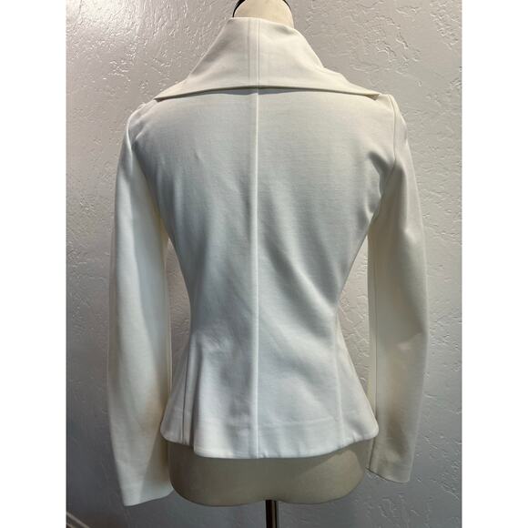 Donna Karan White Draped Collar Asymmetrical Jacket Blazer Women’s Small - Picture 6 of 10